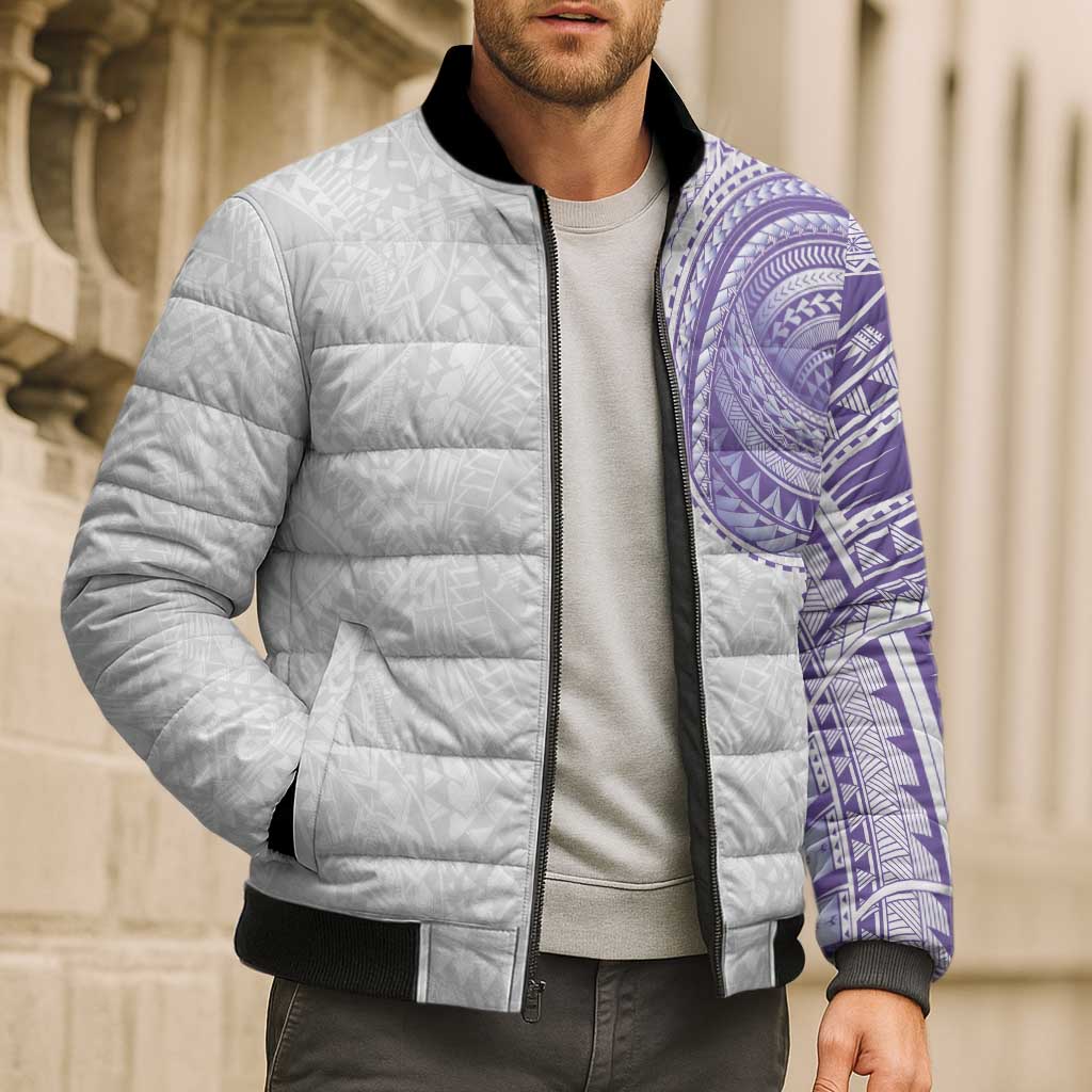 Traditional Polynesian Art Tattoos Bomber Puffer Jacket Purple Color - Polynesian Pride