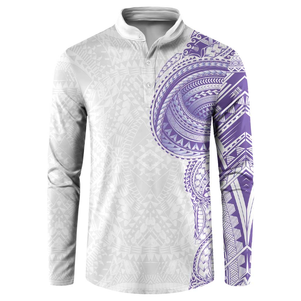 Traditional Polynesian Art Tattoos Button Sweatshirt Purple Color - Polynesian Pride