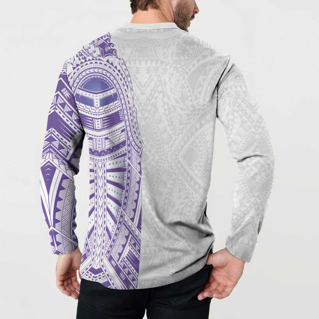 Traditional Polynesian Art Tattoos Button Sweatshirt Purple Color - Polynesian Pride