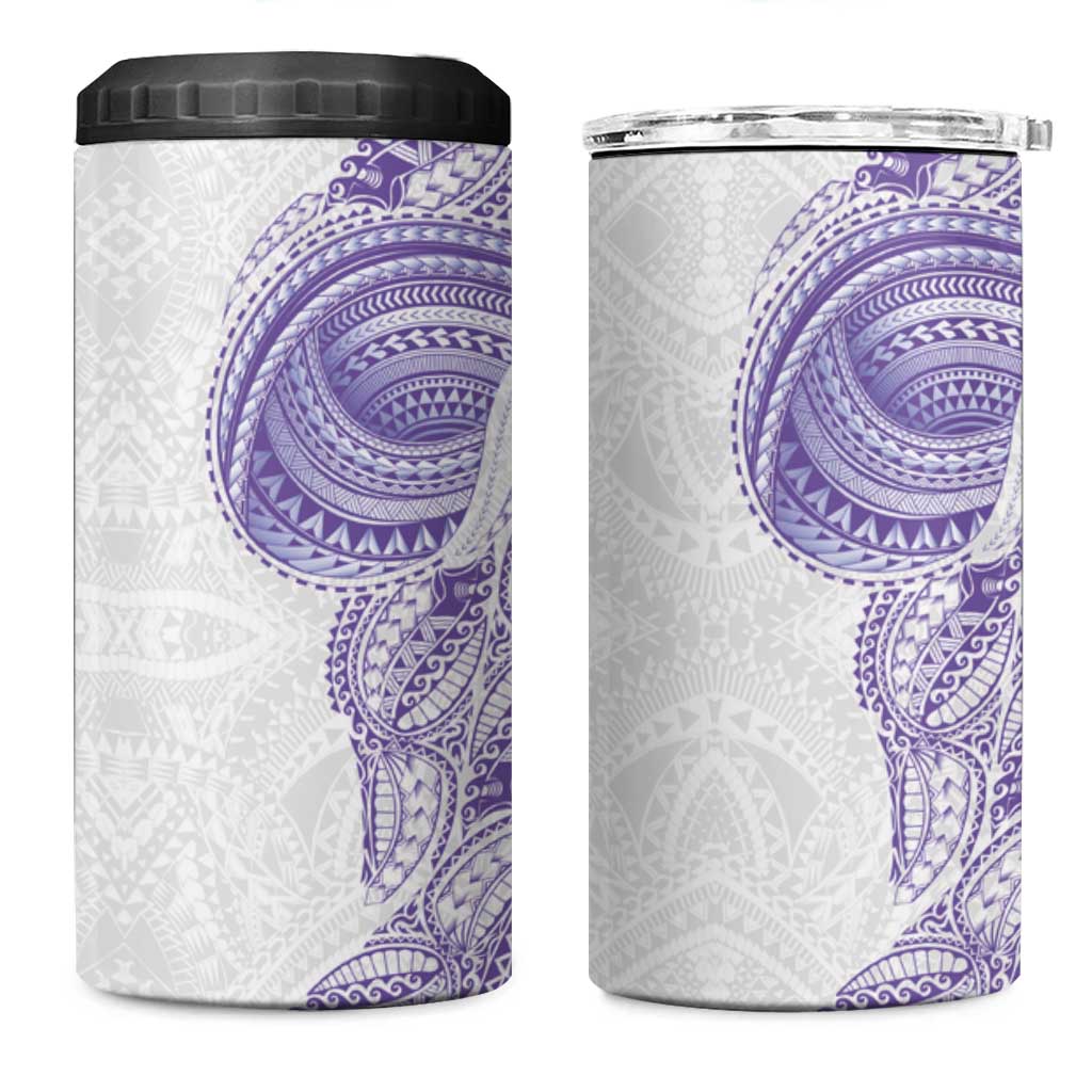 Traditional Polynesian Art Tattoos 4 in 1 Can Cooler Tumbler Purple Color - Polynesian Pride