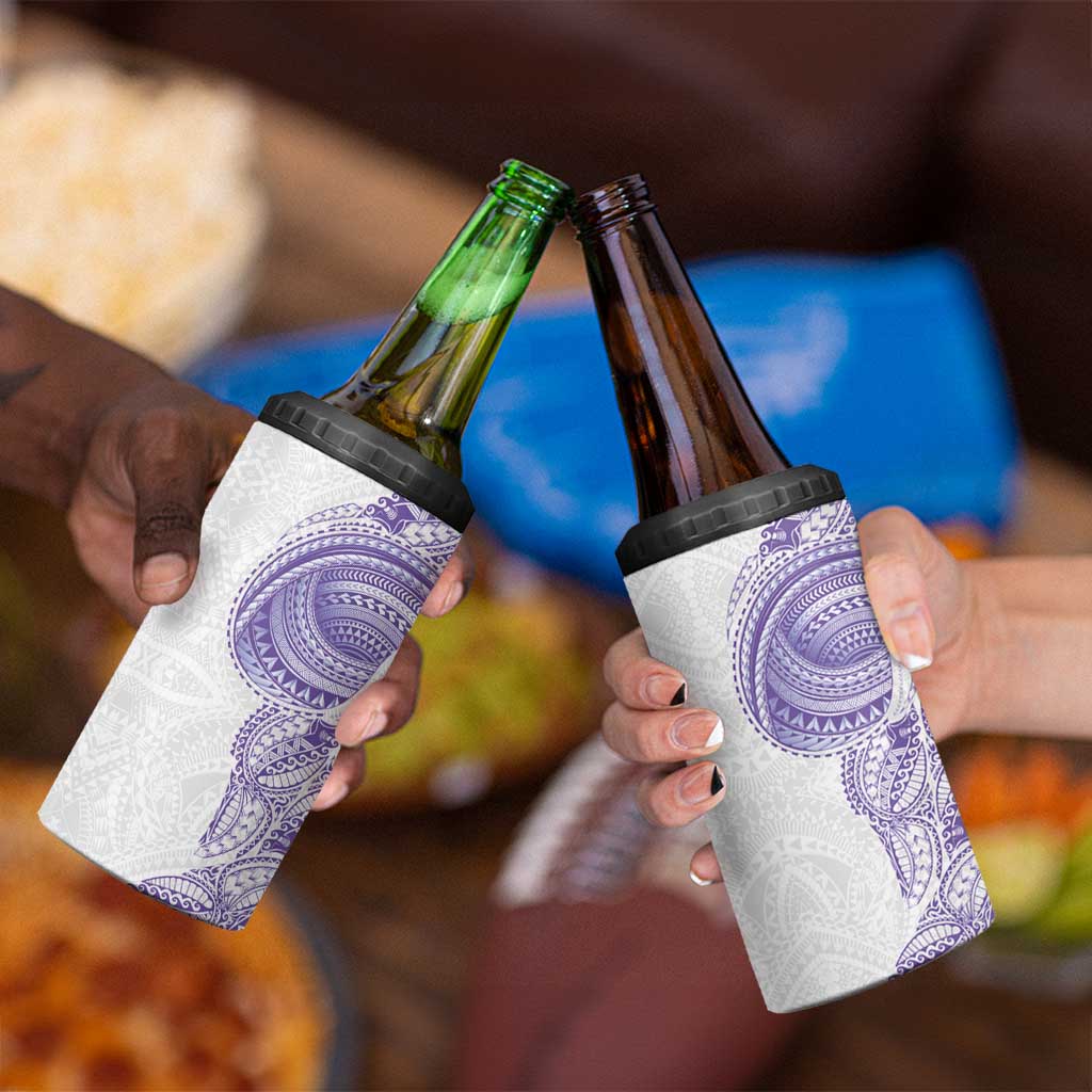 Traditional Polynesian Art Tattoos 4 in 1 Can Cooler Tumbler Purple Color - Polynesian Pride
