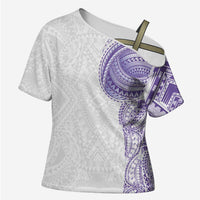 Traditional Polynesian Art Tattoos Cross Shoulder Shirt Purple Color - Polynesian Pride