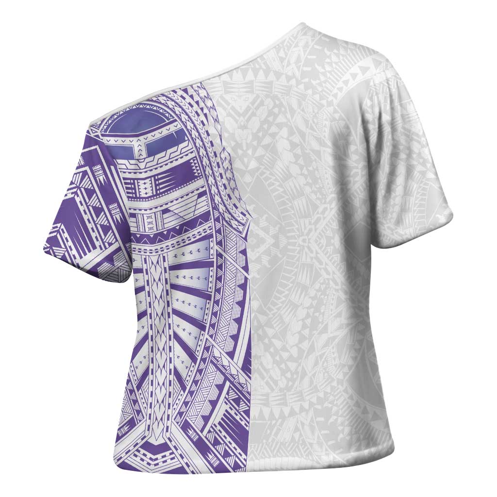 Traditional Polynesian Art Tattoos Cross Shoulder Shirt Purple Color - Polynesian Pride
