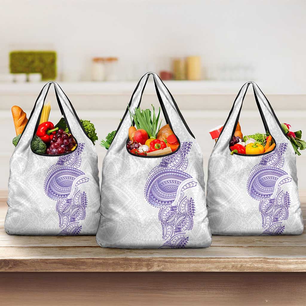Traditional Polynesian Art Tattoos Grocery Bag Purple Color - Polynesian Pride