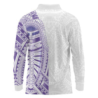 Traditional Polynesian Art Tattoos Long Sleeve Polo Shirt Purple Color - Polynesian Pride