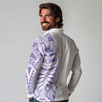 Traditional Polynesian Art Tattoos Long Sleeve Polo Shirt Purple Color - Polynesian Pride