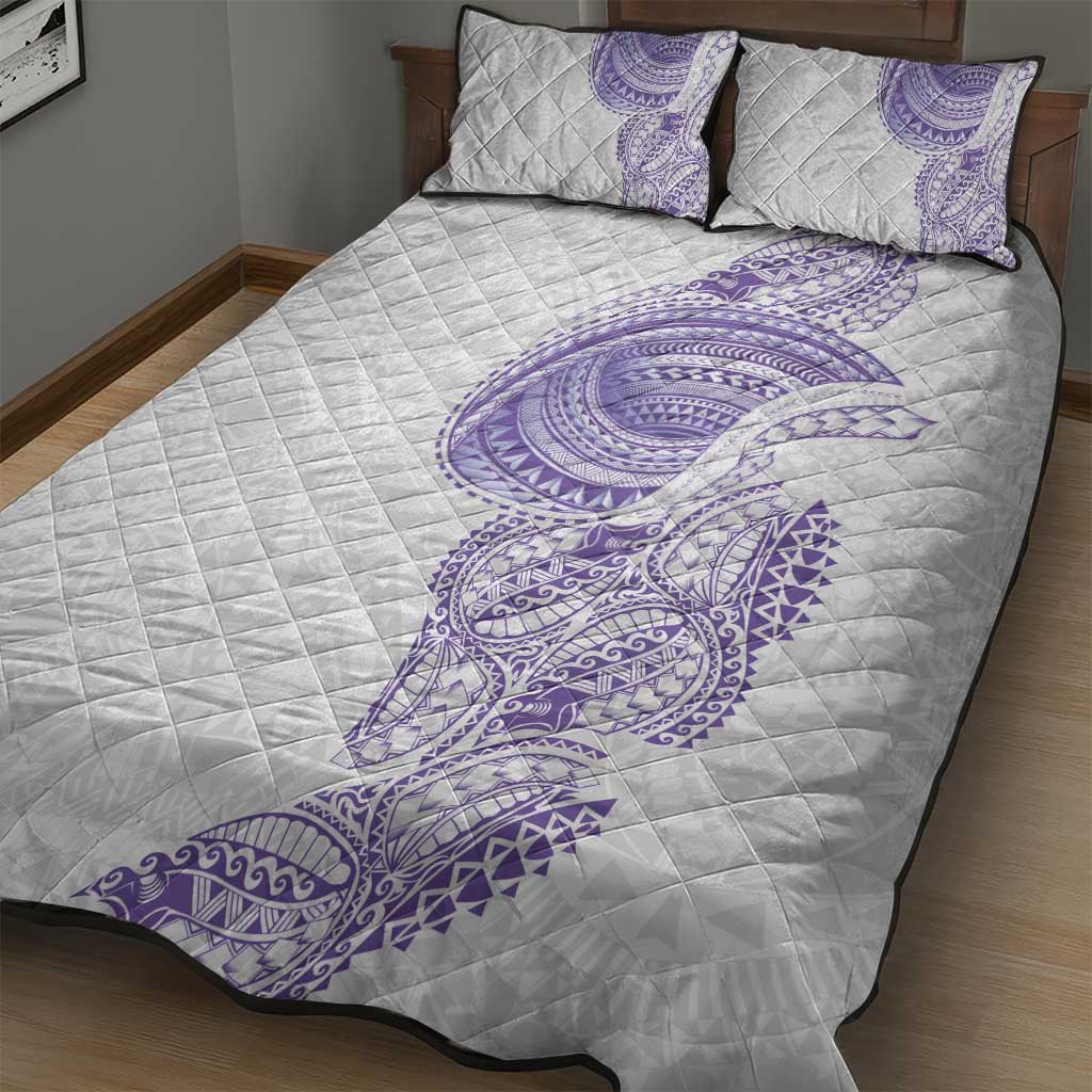 Traditional Polynesian Art Tattoos Quilt Bed Set Purple Color - Polynesian Pride