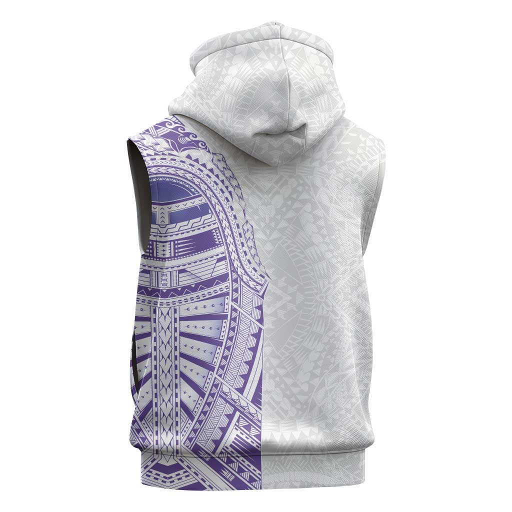 Traditional Polynesian Art Tattoos Sleeveless Hoodie Purple Color - Polynesian Pride