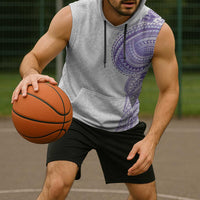 Traditional Polynesian Art Tattoos Sleeveless Hoodie Purple Color - Polynesian Pride