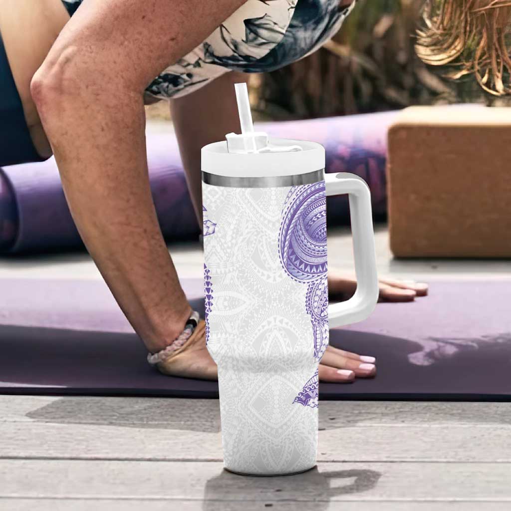 Traditional Polynesian Art Tattoos Tumbler With Handle Purple Color - Polynesian Pride