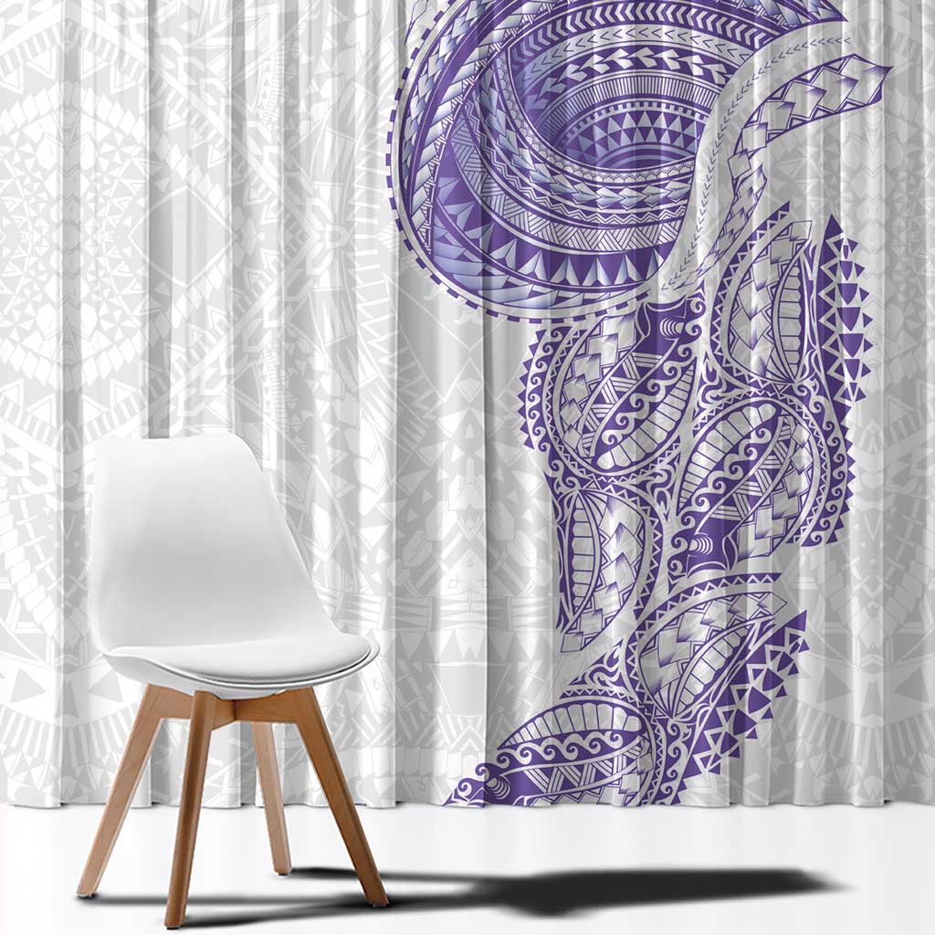 Traditional Polynesian Art Tattoos Window Curtain Purple Color - Polynesian Pride