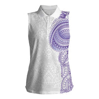 Traditional Polynesian Art Tattoos Women Sleeveless Polo Shirt Purple Color - Polynesian Pride
