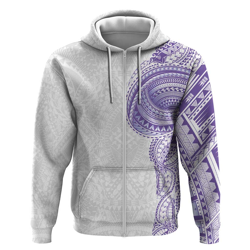 Traditional Polynesian Art Tattoos Zip Hoodie Purple Color - Polynesian Pride