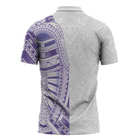 Traditional Polynesian Art Tattoos Zipper Polo Shirt Purple Color - Polynesian Pride