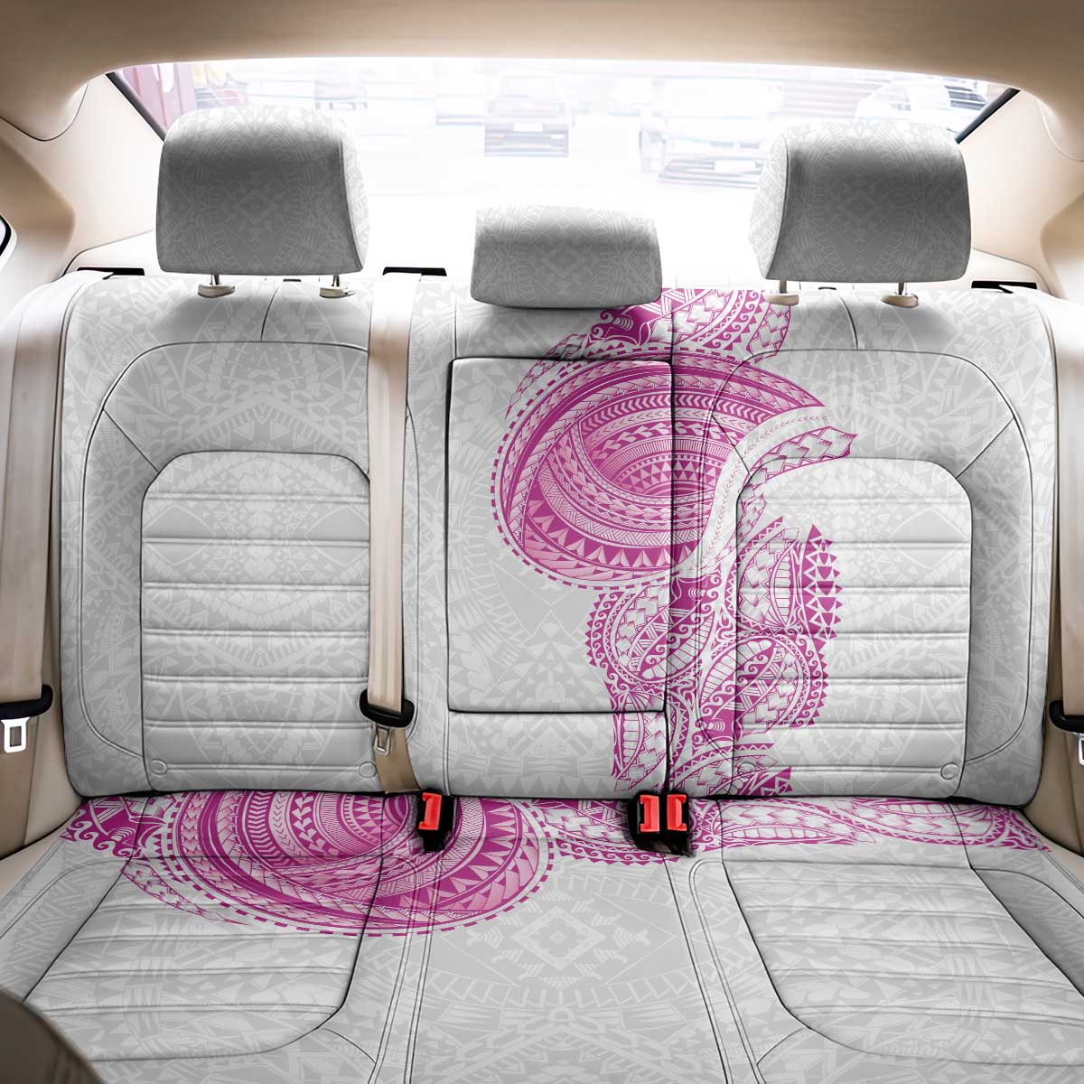 Traditional Polynesian Art Tattoos Back Car Seat Cover Pink Color - Polynesian Pride