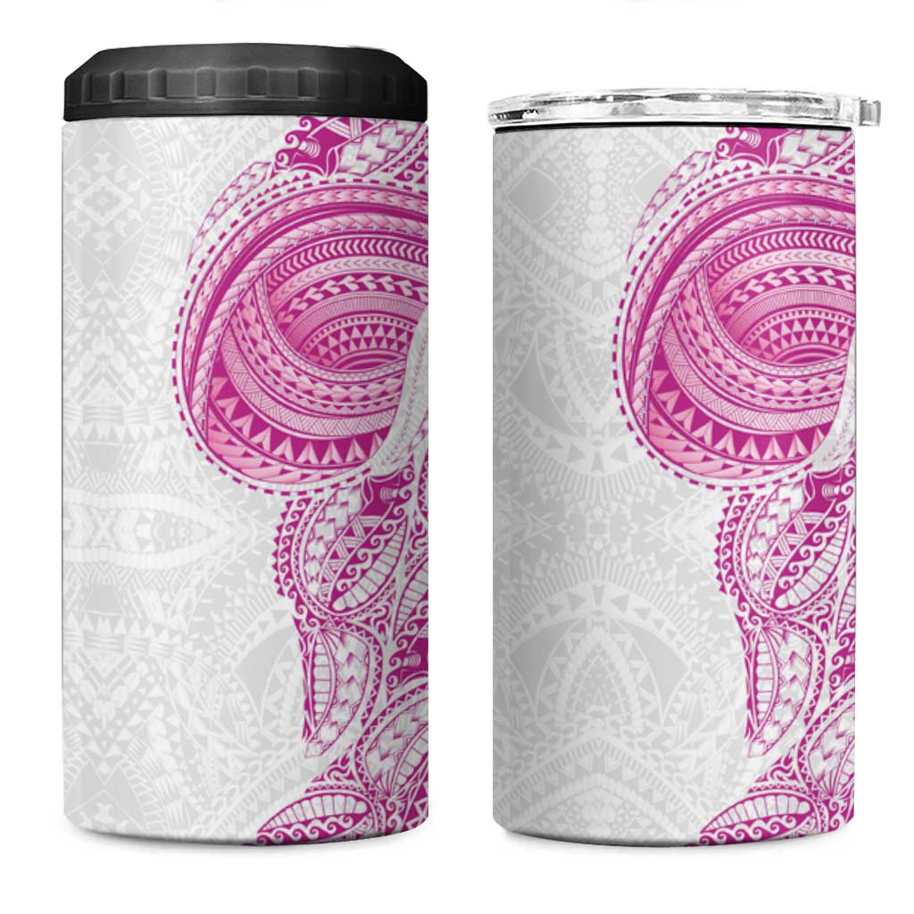 Traditional Polynesian Art Tattoos 4 in 1 Can Cooler Tumbler Pink Color - Polynesian Pride