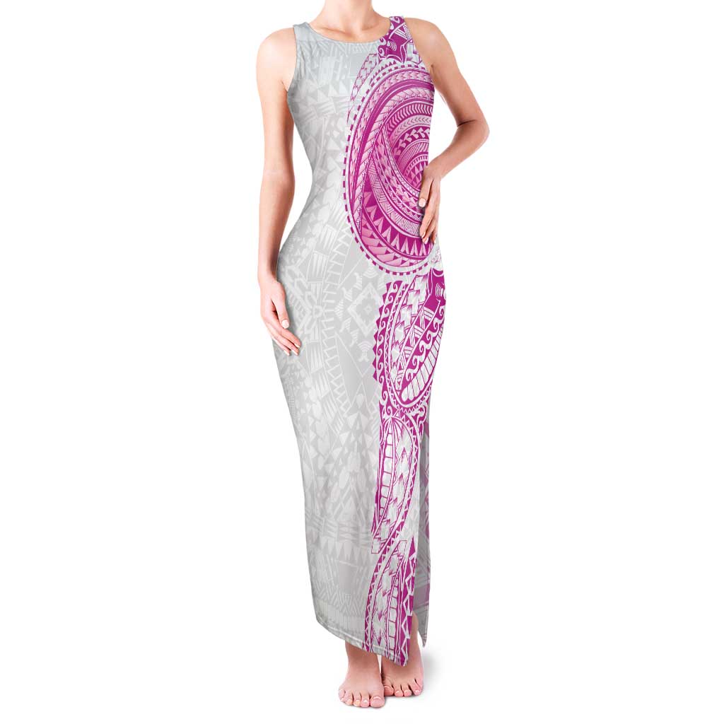 Traditional Polynesian Art Tattoos Family Matching Tank Maxi Dress and Hawaiian Shirt Pink Color - Polynesian Pride