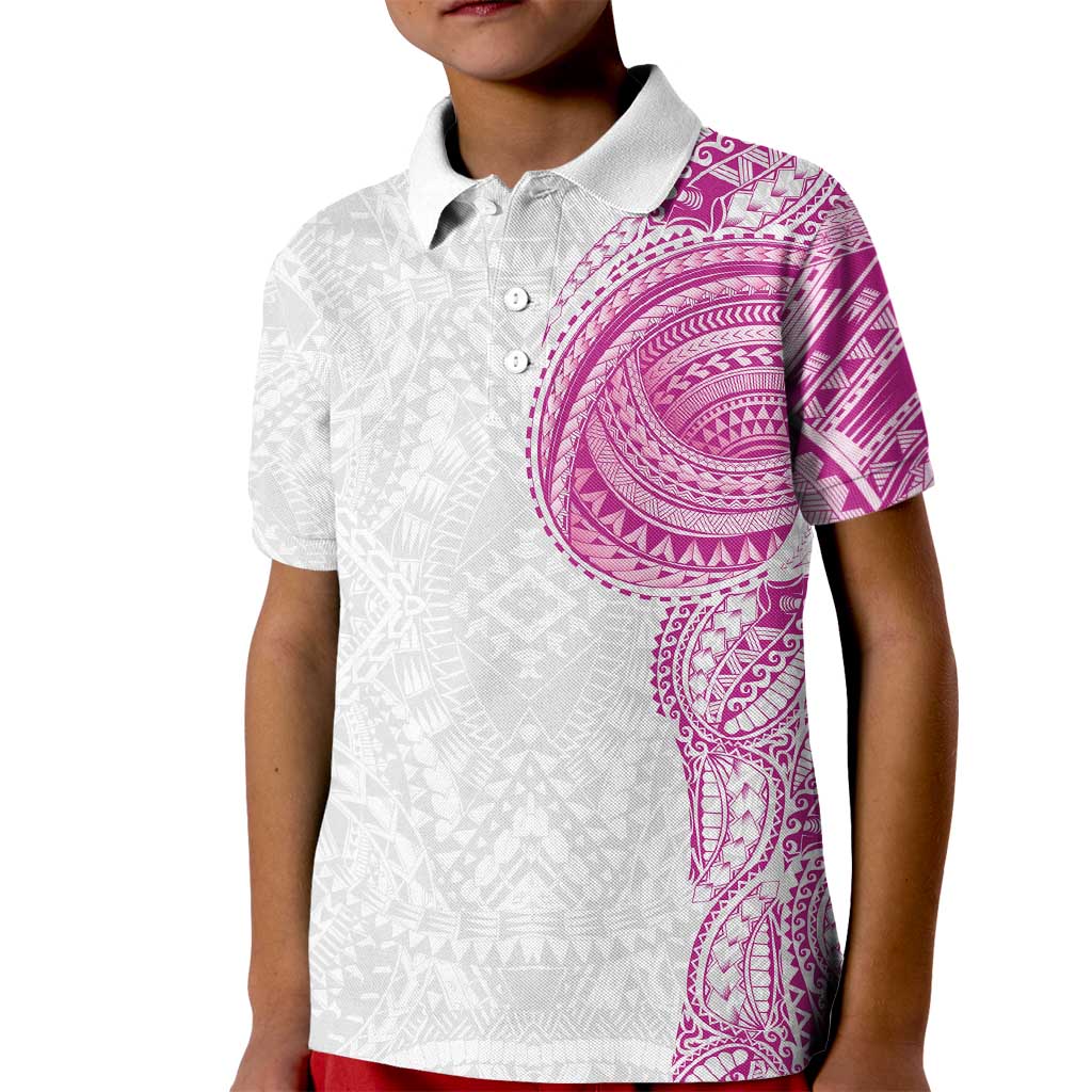 Traditional Polynesian Art Tattoos Kid Polo Shirt Pink Color - Polynesian Pride