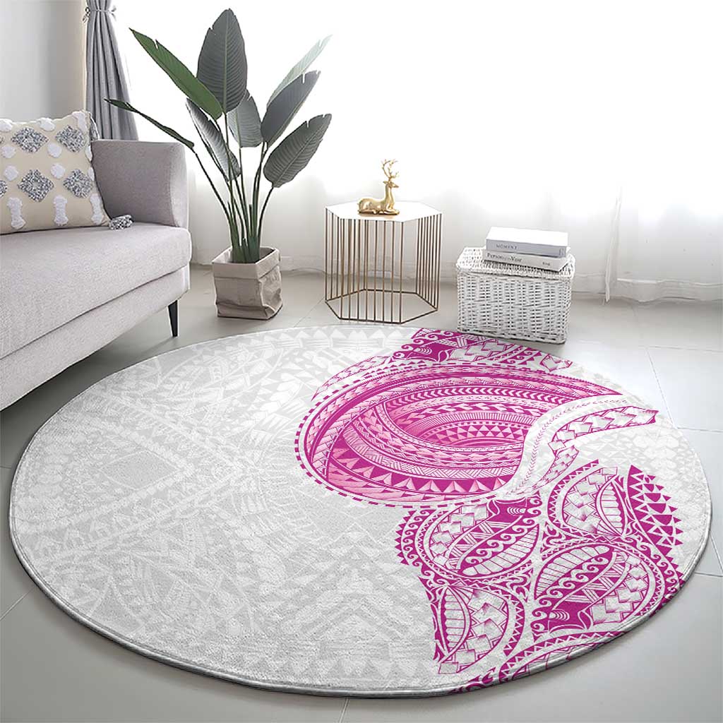 Traditional Polynesian Art Tattoos Round Carpet Pink Color - Polynesian Pride