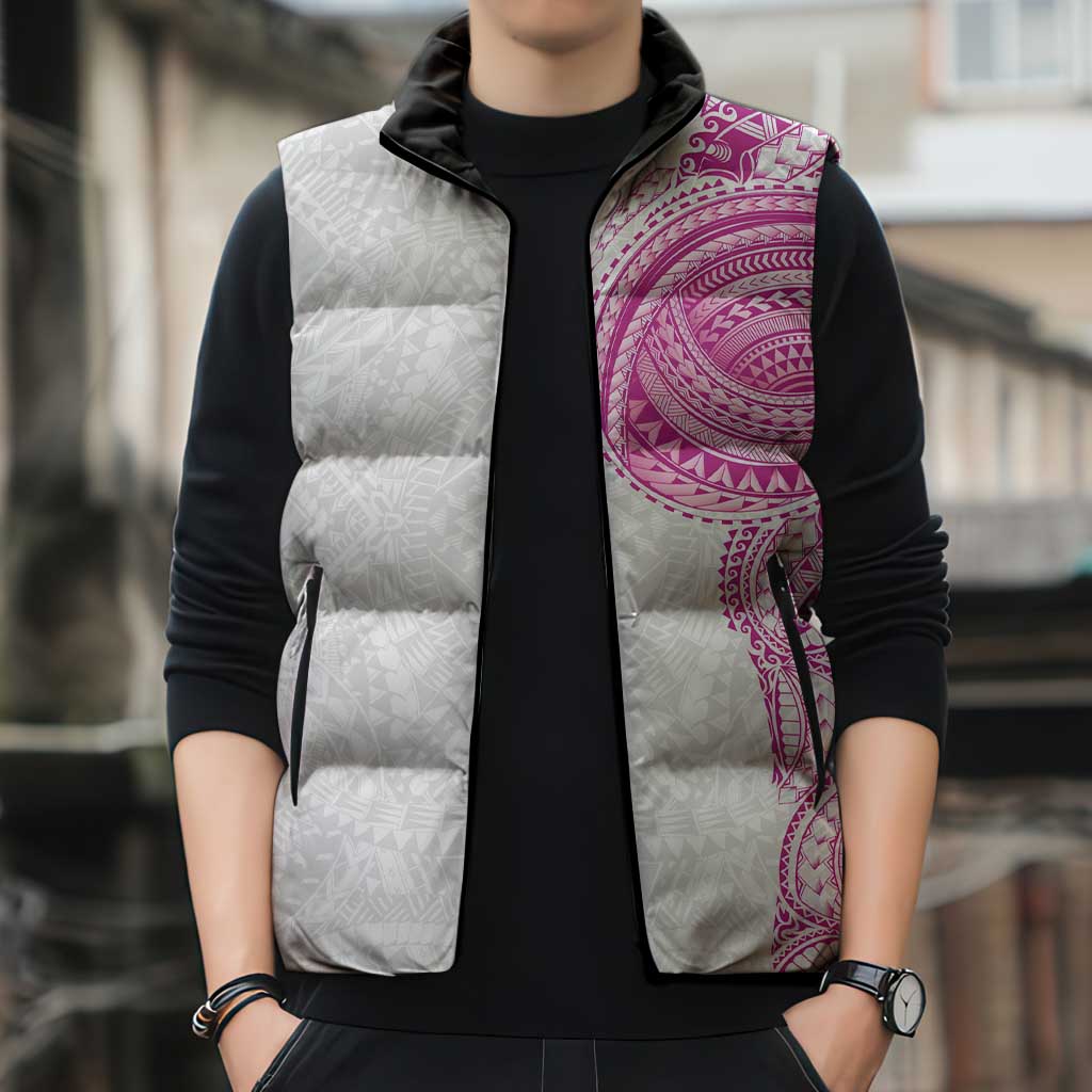 Traditional Polynesian Art Tattoos Sleeveless Puffer Jacket Pink Color - Polynesian Pride