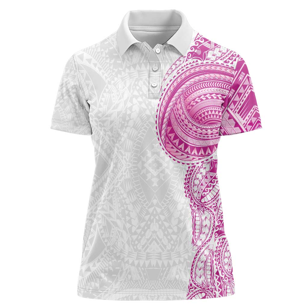 Traditional Polynesian Art Tattoos Women Polo Shirt Pink Color - Polynesian Pride