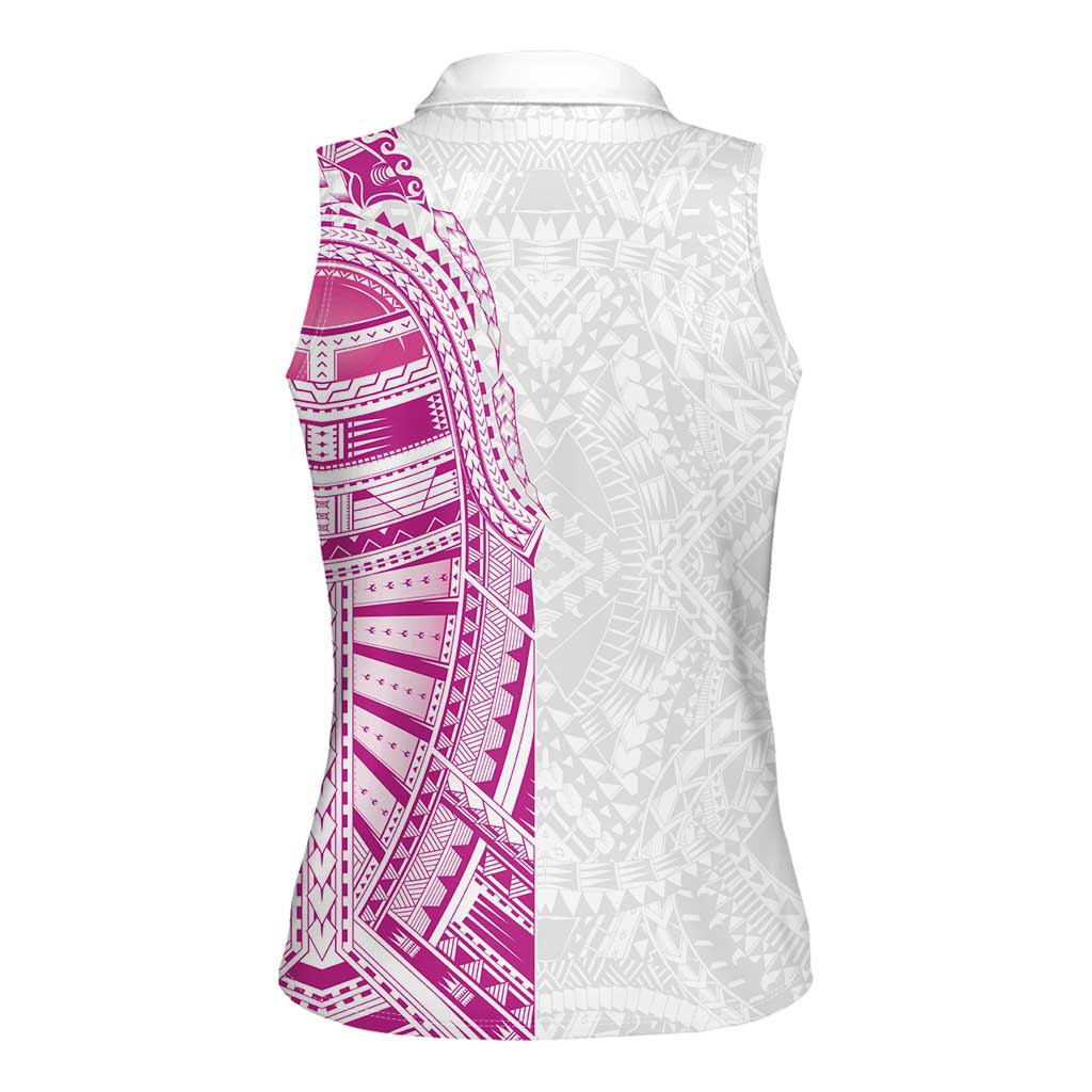 Traditional Polynesian Art Tattoos Women Sleeveless Polo Shirt Pink Color - Polynesian Pride