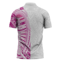 Traditional Polynesian Art Tattoos Zipper Polo Shirt Pink Color - Polynesian Pride