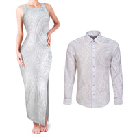 Lotu Tamaiti Couples Matching Tank Maxi Dress and Long Sleeve Button Shirt Traditional Samoan Art Tattoos - Polynesian Pride