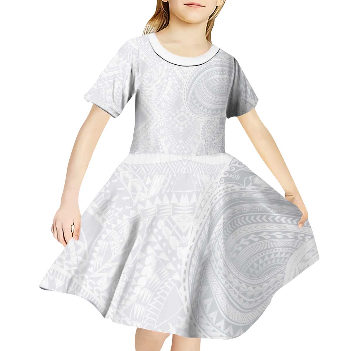 Lotu Tamaiti Kid Short Sleeve Dress Traditional Samoan Art Tattoos LT03 - Polynesian Pride