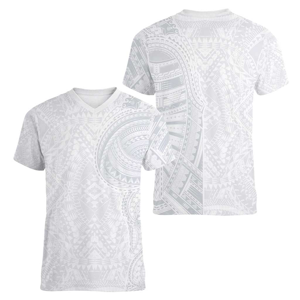 Lotu Tamaiti Women V-Neck T-Shirt Traditional Samoan Art Tattoos - Polynesian Pride