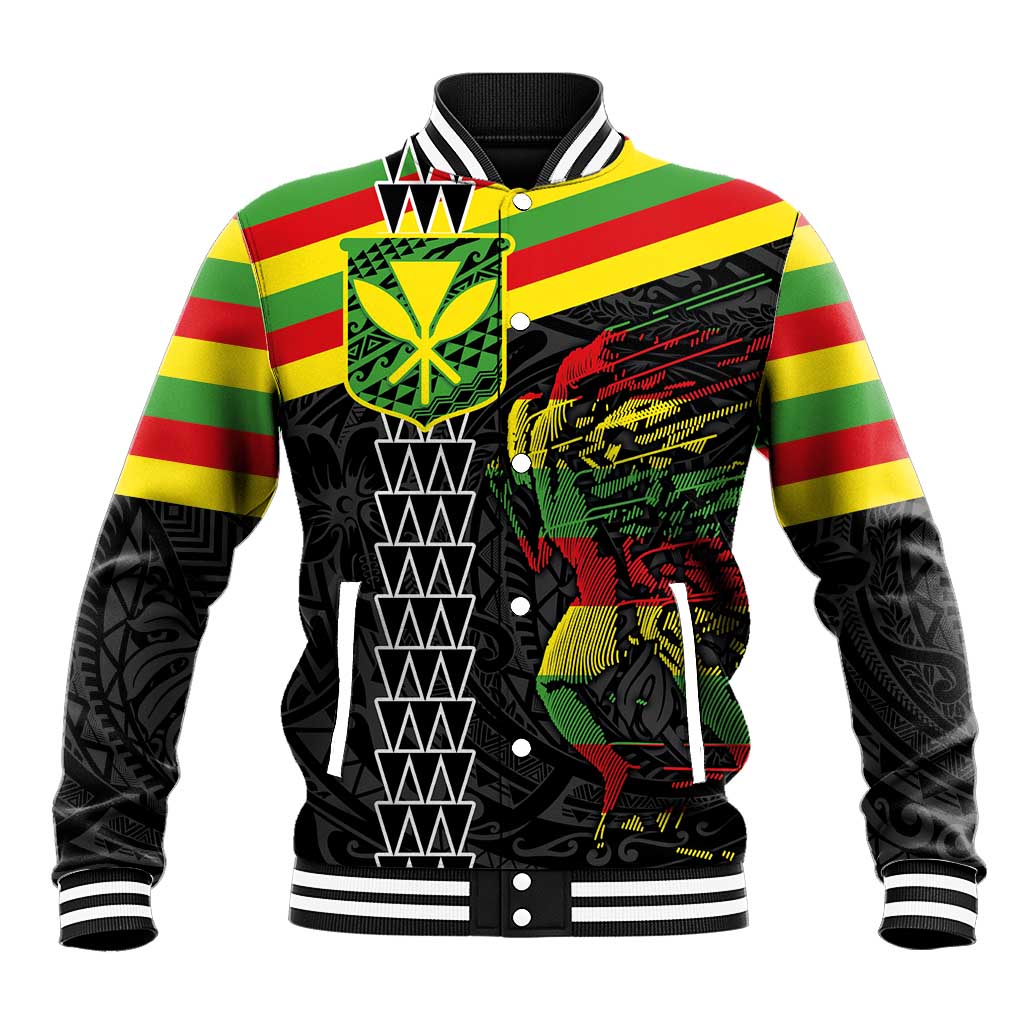 Kanaka Maoli Running Baseball Jacket Kakau Pattern with Kanaka Maoli Flag Color