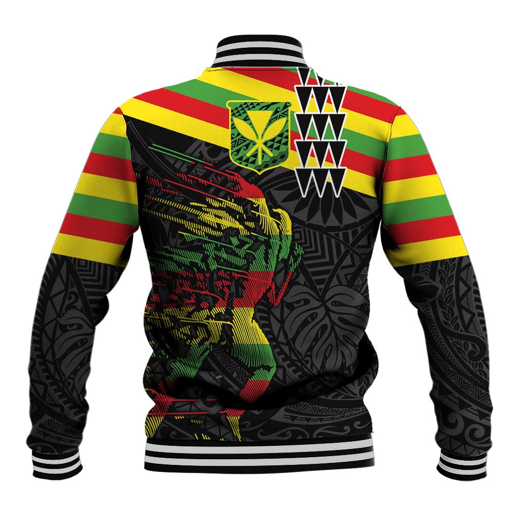 Kanaka Maoli Running Baseball Jacket Kakau Pattern with Kanaka Maoli Flag Color