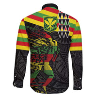 Kanaka Maoli Running Family Matching Puletasi and Hawaiian Shirt Kakau Pattern with Kanaka Maoli Flag Color