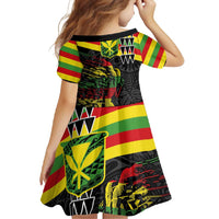 Kanaka Maoli Running Family Matching Tank Maxi Dress and Hawaiian Shirt Kakau Pattern with Kanaka Maoli Flag Color