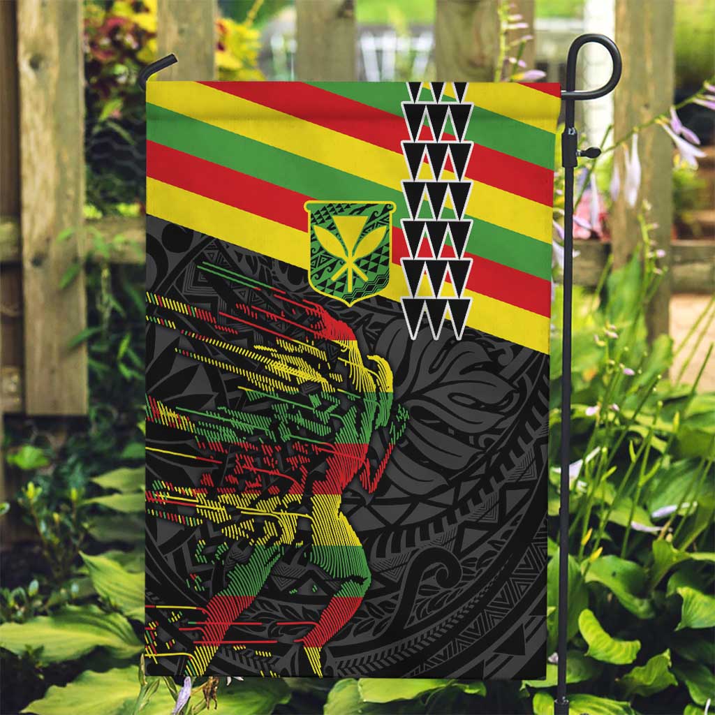 Kanaka Maoli Running Garden Flag Kakau Pattern with Kanaka Maoli Flag Color