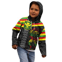 Kanaka Maoli Running Kid Hoodie Kakau Pattern with Kanaka Maoli Flag Color