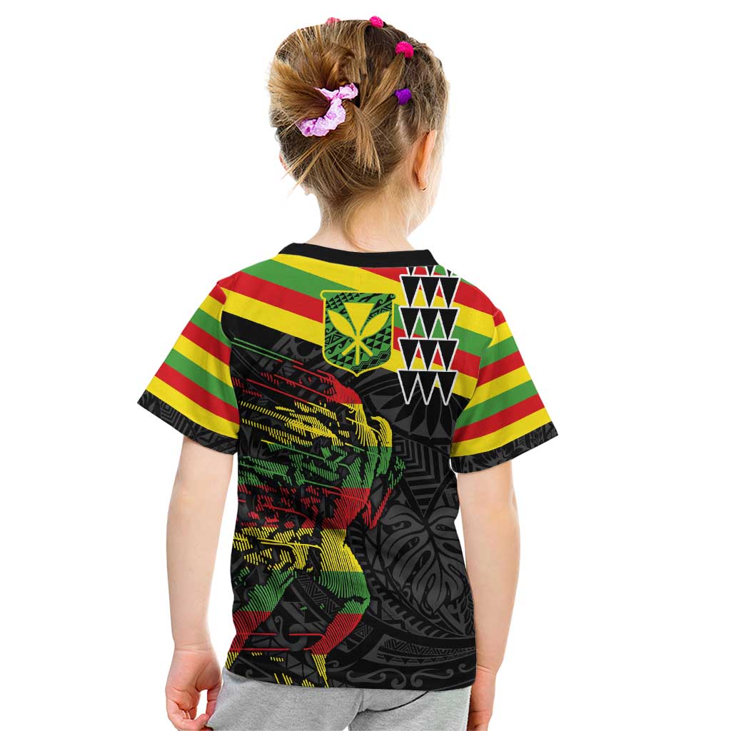 Kanaka Maoli Running Kid T Shirt Kakau Pattern with Kanaka Maoli Flag Color
