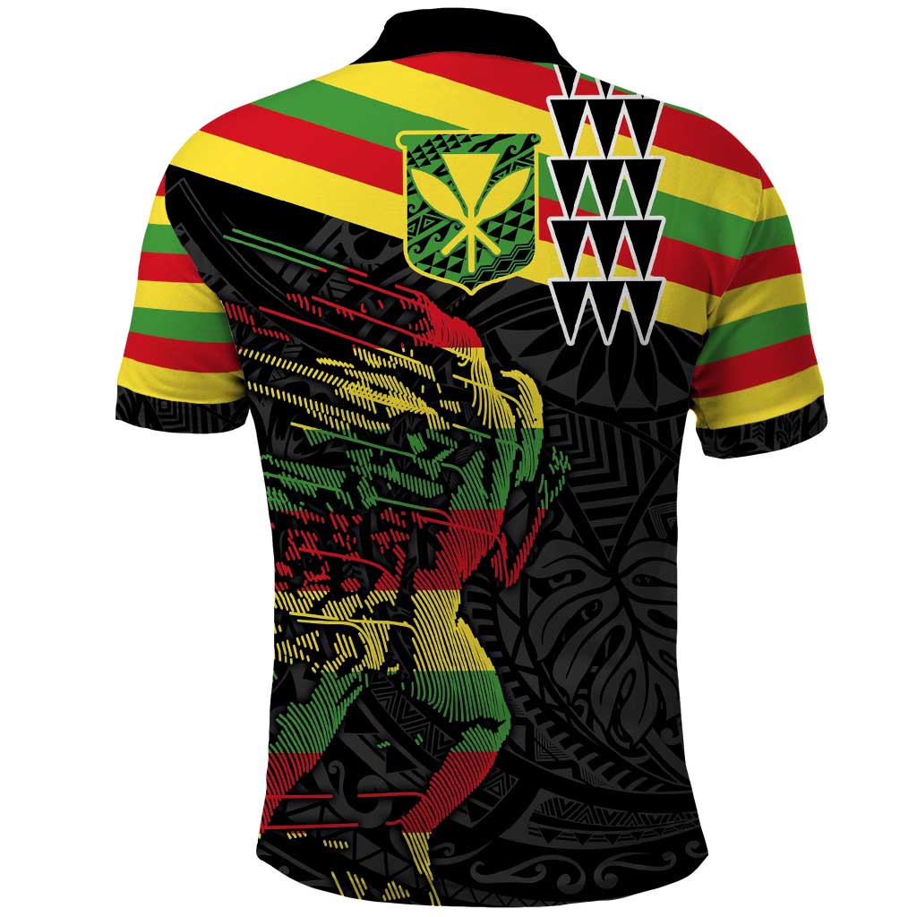 Kanaka Maoli Running Polo Shirt Kakau Pattern with Kanaka Maoli Flag Color