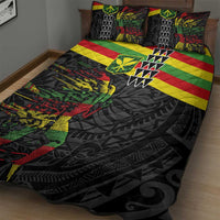 Kanaka Maoli Running Quilt Bed Set Kakau Pattern with Kanaka Maoli Flag Color