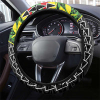 Kanaka Maoli Running Steering Wheel Cover Kakau Pattern with Kanaka Maoli Flag Color