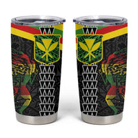 Kanaka Maoli Running Tumbler Cup Kakau Pattern with Kanaka Maoli Flag Color LT03 Black - Polynesian Pride