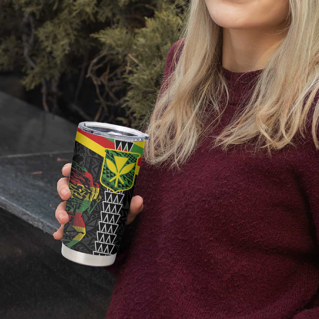 Kanaka Maoli Running Tumbler Cup Kakau Pattern with Kanaka Maoli Flag Color LT03 - Polynesian Pride
