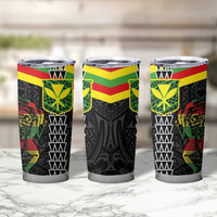 Kanaka Maoli Running Tumbler Cup Kakau Pattern with Kanaka Maoli Flag Color LT03 - Polynesian Pride