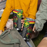 Kanaka Maoli Running Tumbler Cup Kakau Pattern with Kanaka Maoli Flag Color LT03 - Polynesian Pride