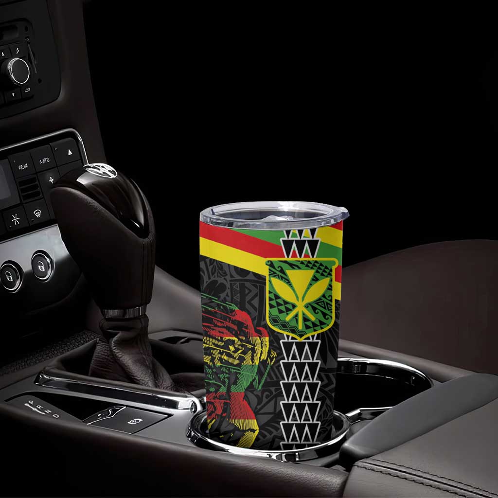 Kanaka Maoli Running Tumbler Cup Kakau Pattern with Kanaka Maoli Flag Color LT03 - Polynesian Pride