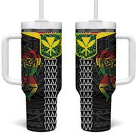 Kanaka Maoli Running Tumbler With Handle Kakau Pattern with Kanaka Maoli Flag Color
