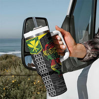 Kanaka Maoli Running Tumbler With Handle Kakau Pattern with Kanaka Maoli Flag Color