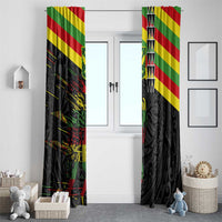 Kanaka Maoli Running Window Curtain Kakau Pattern with Kanaka Maoli Flag Color