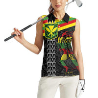 Kanaka Maoli Running Women Sleeveless Polo Shirt Kakau Pattern with Kanaka Maoli Flag Color