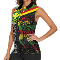 Kanaka Maoli Running Women Sleeveless Polo Shirt Kakau Pattern with Kanaka Maoli Flag Color